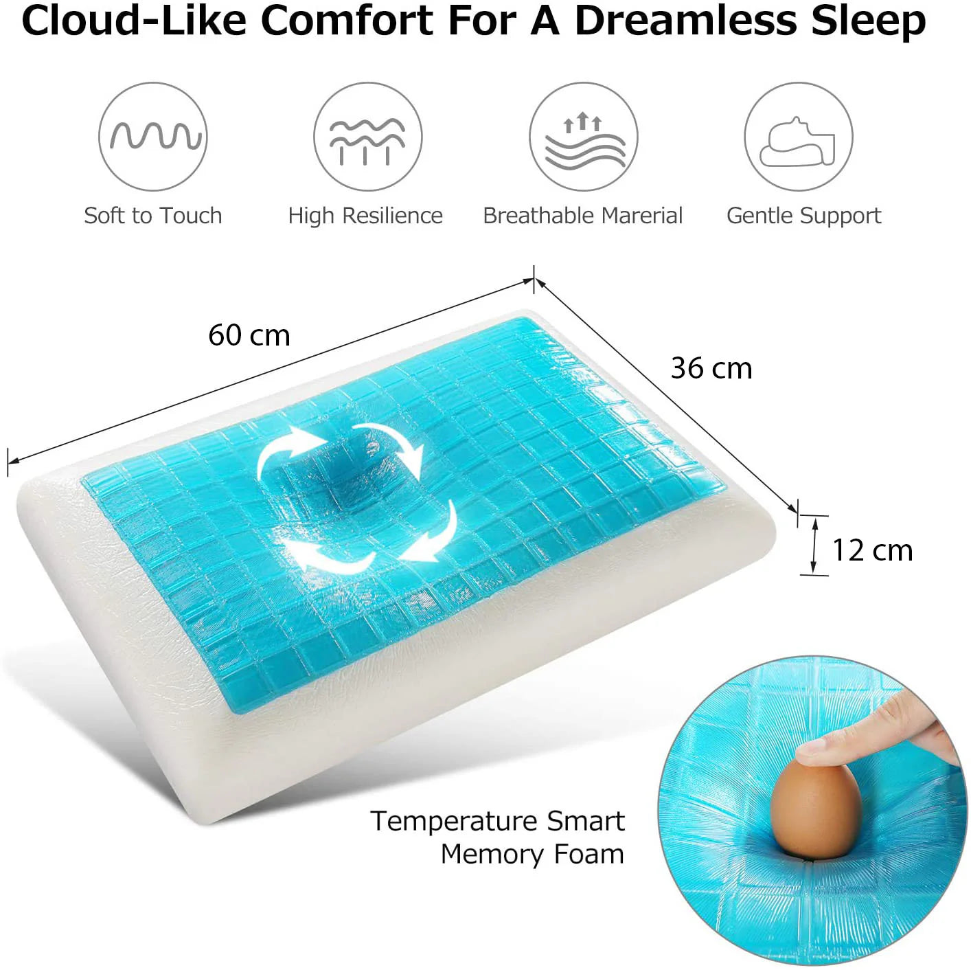 Almohada con gel Viscoelastica con doble Cara para Invierno y Verano