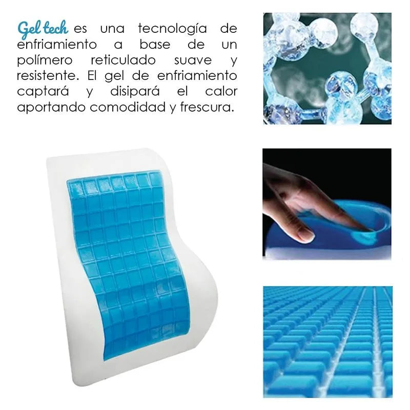 Cojin Respaldar Lumbar Viscoelástica con Gel y Funda