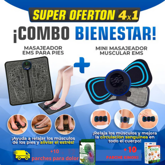 COMBO MASAJEADOR RELAJANTE🎁 +10 PARCHES DE KINOKI +10 PARCHES PARA DOLOR DE CUELLO🎁