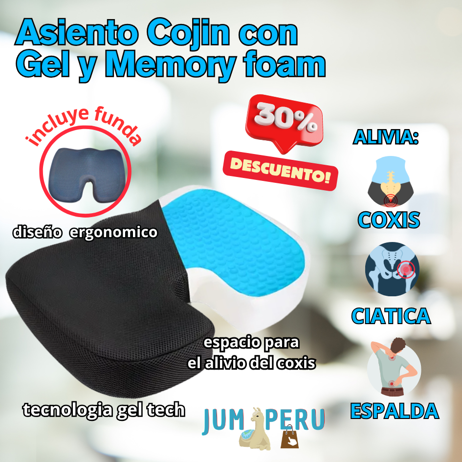 Asiento Cojin con Gel y Memory foam